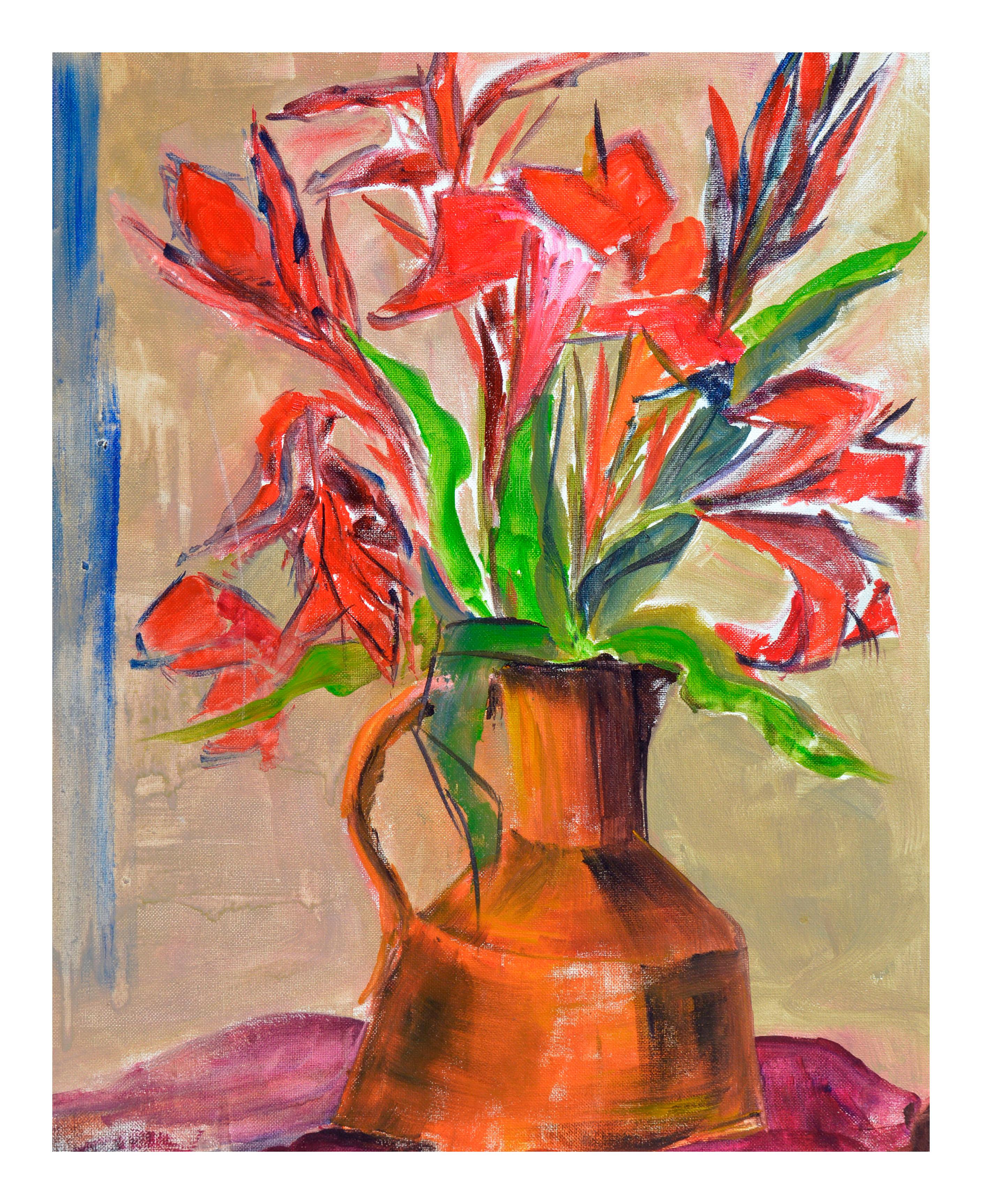 Modern Tiger Lilies Still Life - Painting by Renate Radcliffe