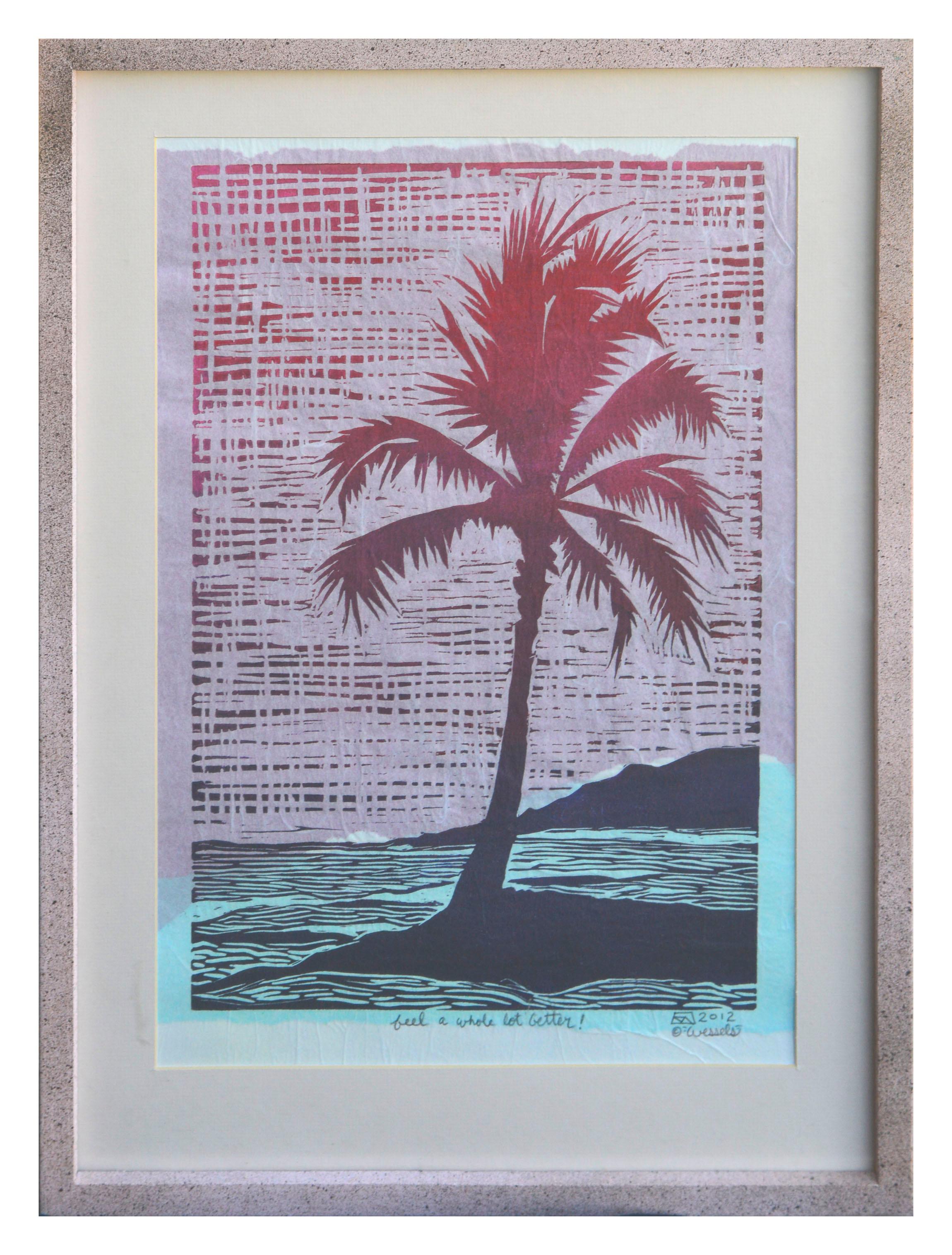 K Wessels Landscape Print - Tropical Palm Block Print