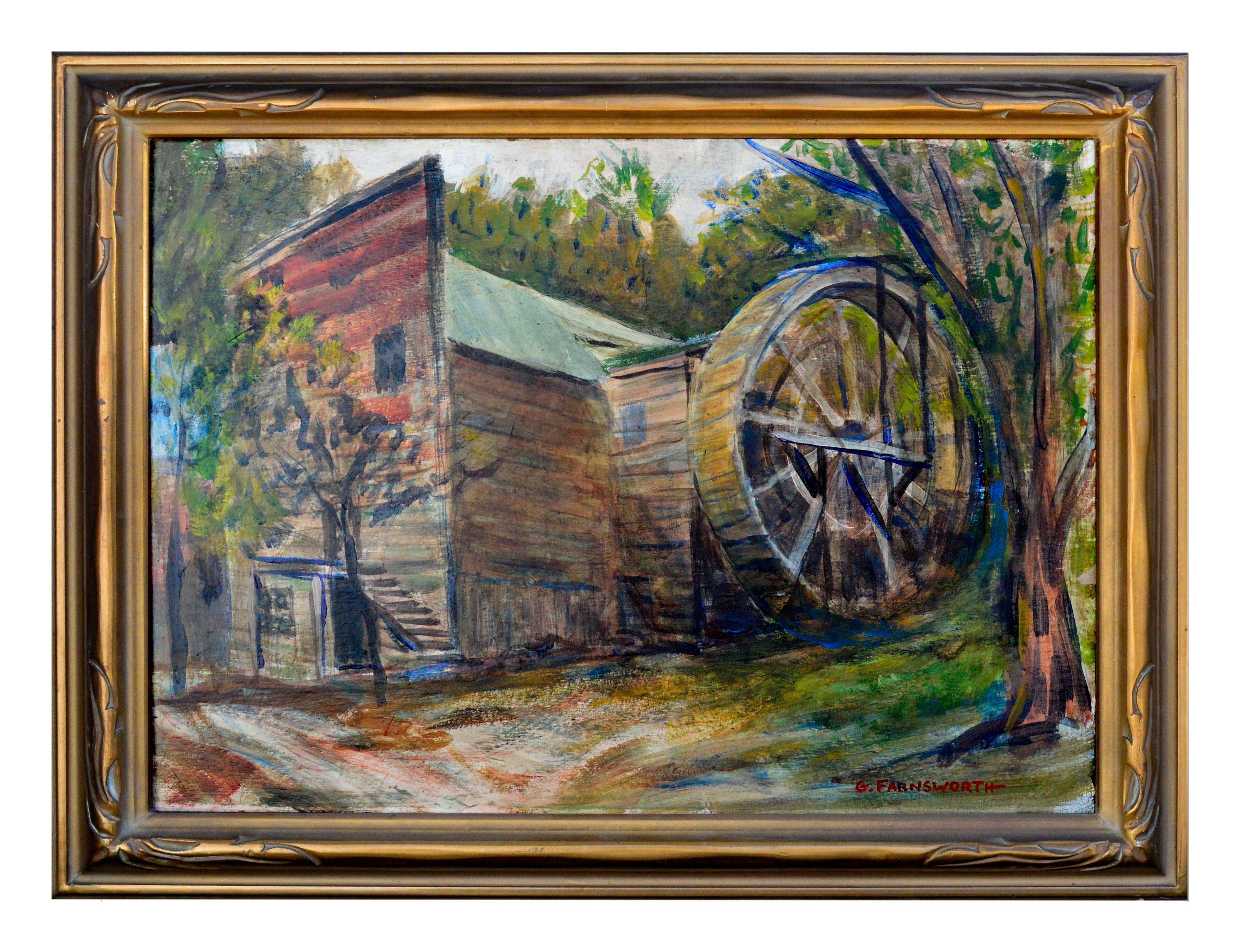 Gordon Farnsworth  Landscape Painting - Mid-Century Napa, Historic Old Bale Mill Landscape 
