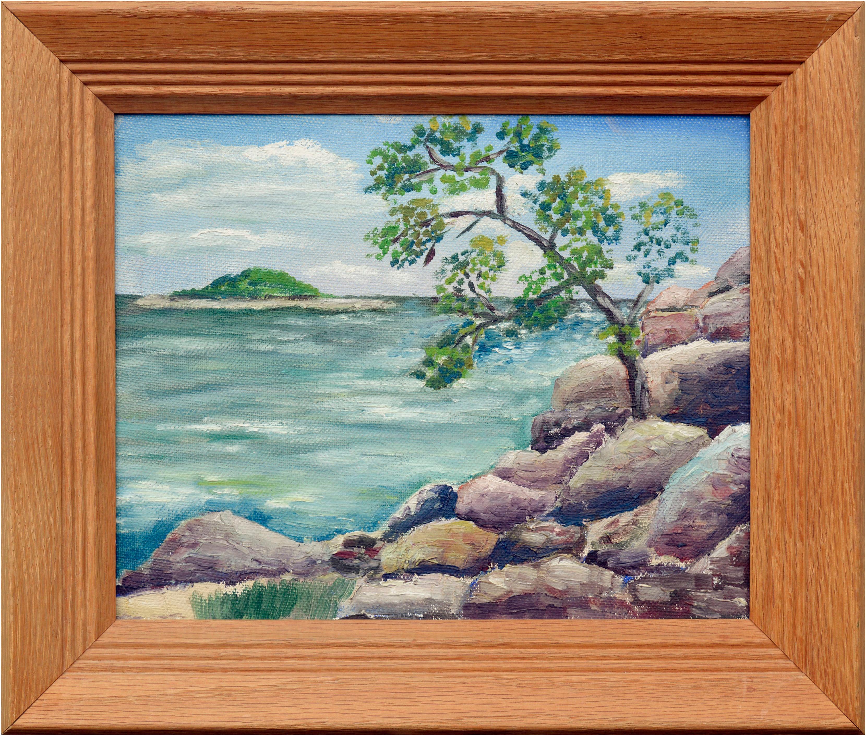James George Blunden Landscape Painting - Rocky Shore Seascape 