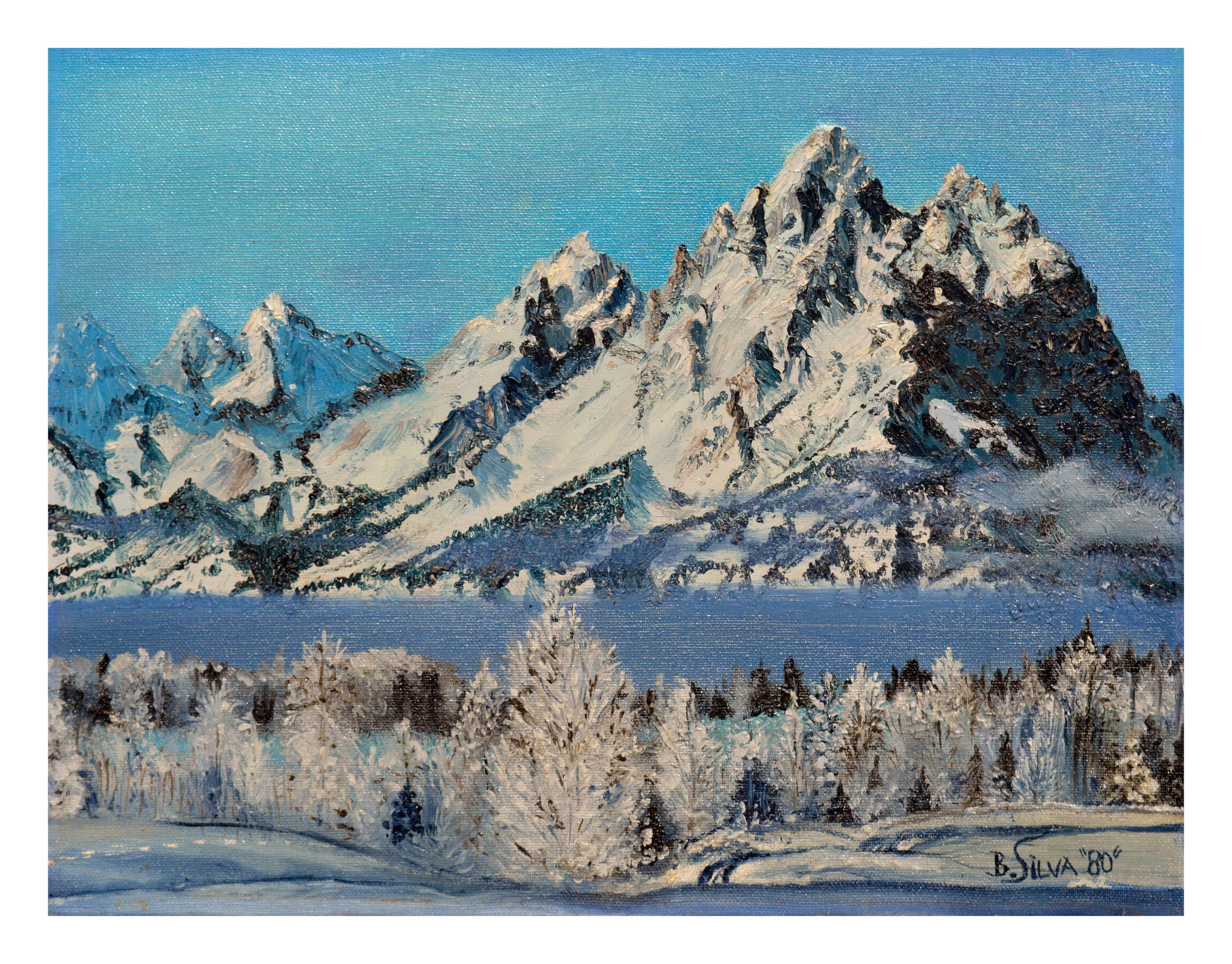 B. Silva Landscape Painting - Grand Tetons Winter Mountain Landscape