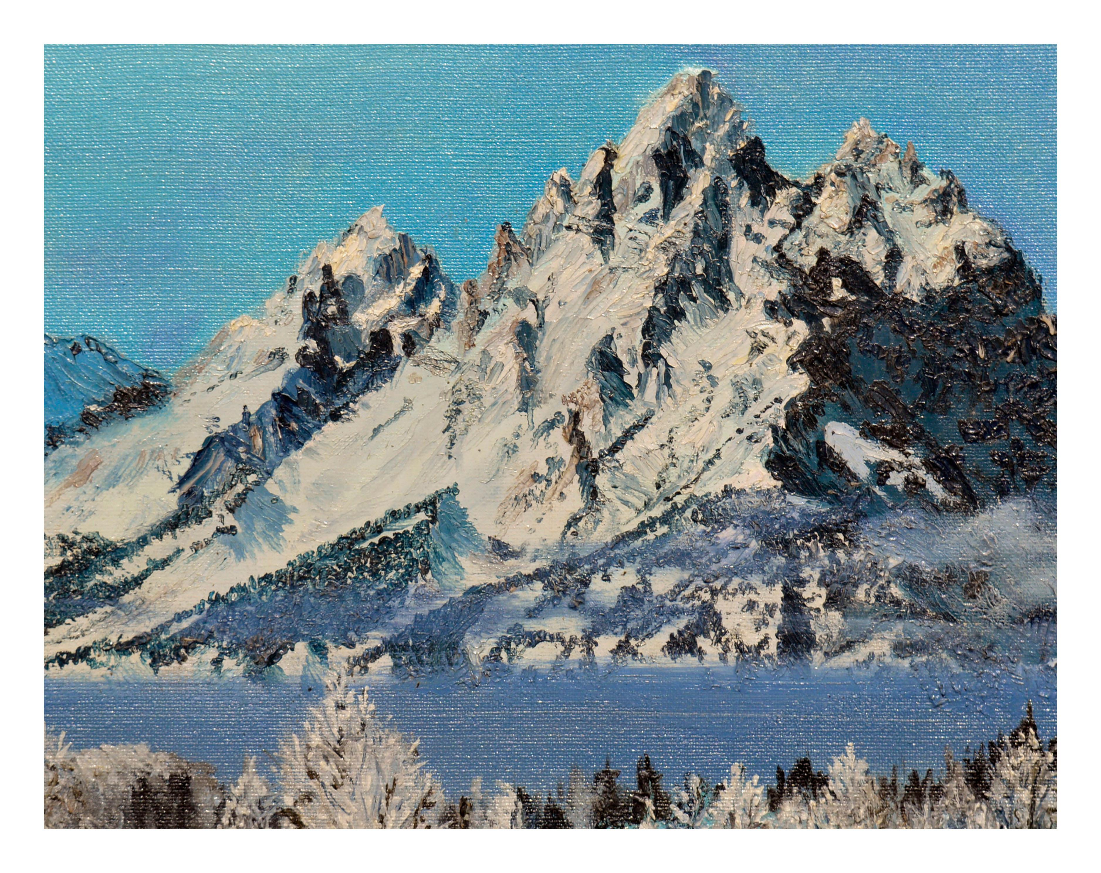Grand Tetons Winterlandschaft aus dem Grand Tetons (Realismus), Painting, von B. Silva