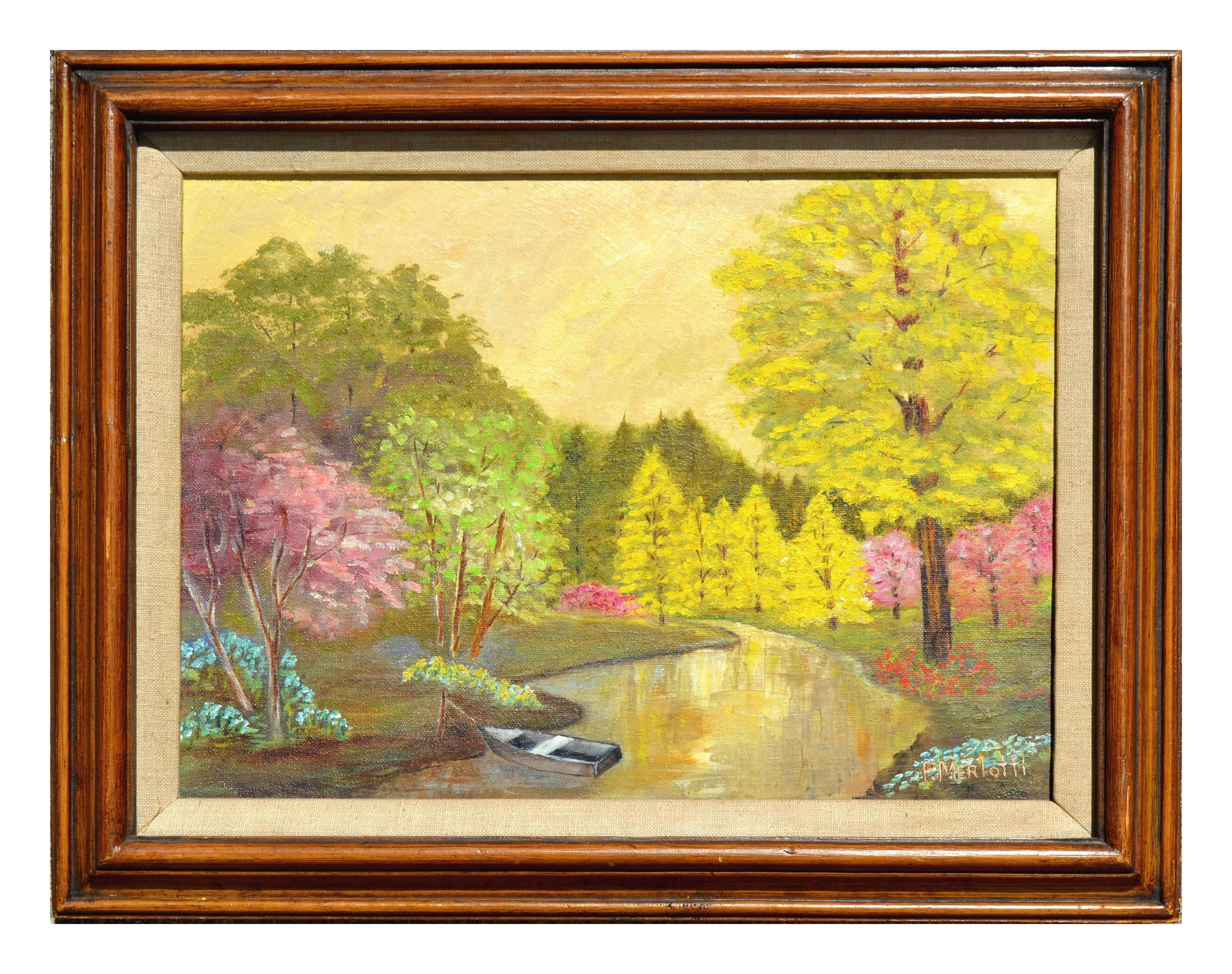 Pauline Merlotti Landscape Painting - Spring in the Park Landscape 