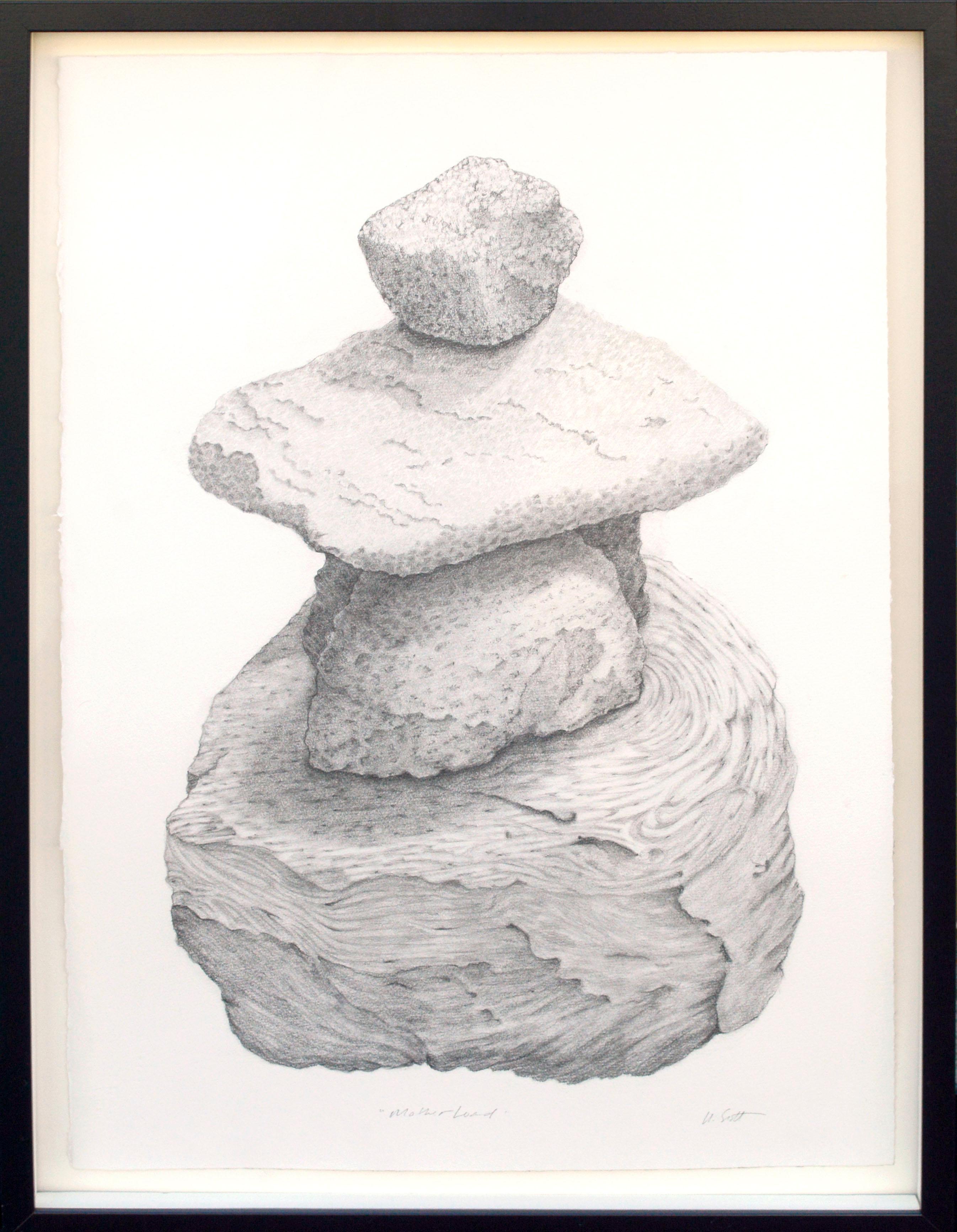 Rock Stack, Contemporary Nature Still-Life Pencil on Paper
