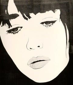 Pop Art Portrait of Kate Moss, Black & White Screen Print