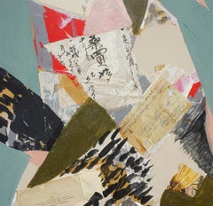 "Troy", Contemporary Abstract Painting with Found Object Collage