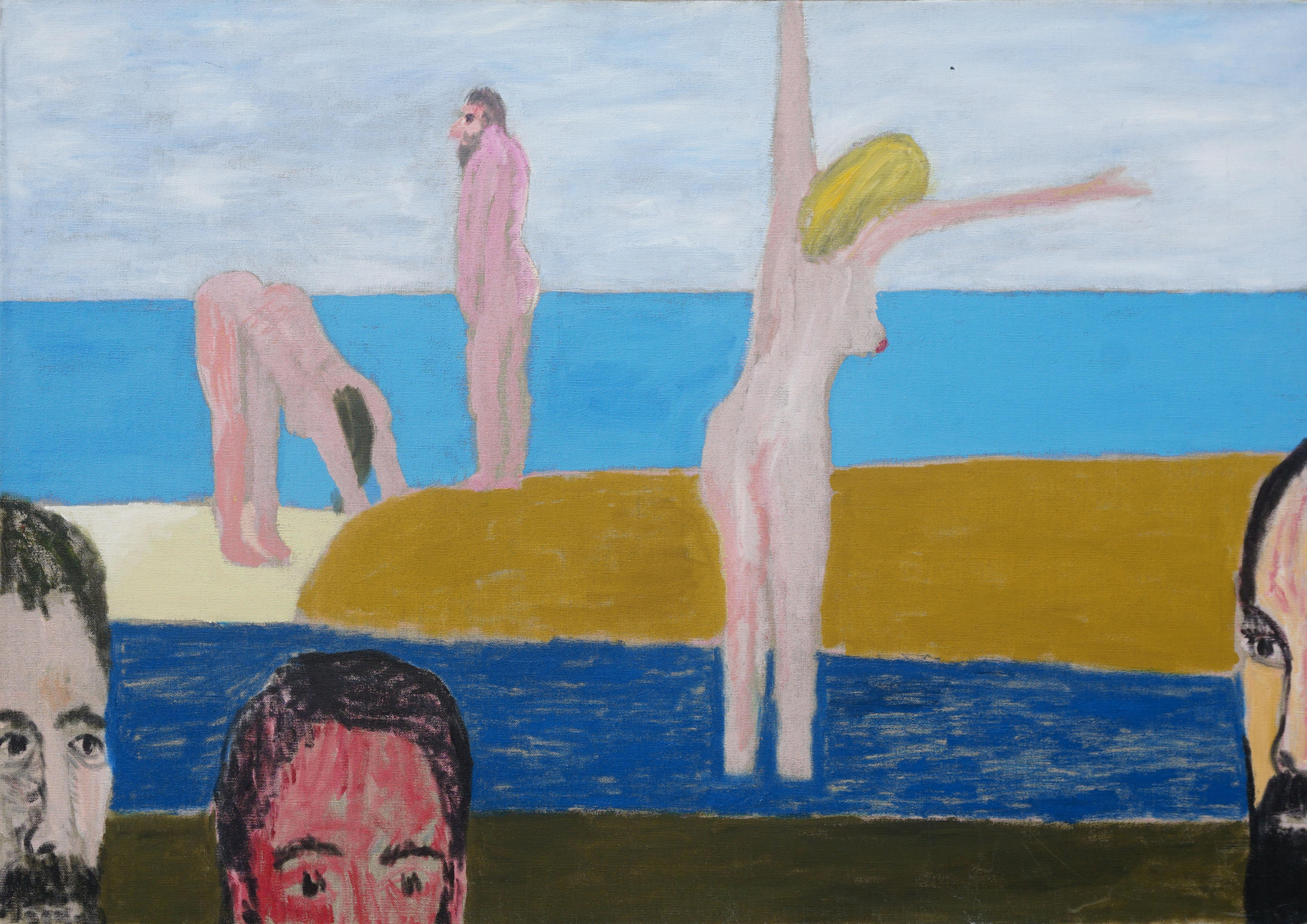 Michael Pauker  Nude Painting – ""Der Meeresstrand am Ebb Tide", zeitgenössische surreale nackte Figurenlandschaft 