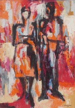 Mid Century Abstracted Figurative -- Downtown Couple Art Exhibit