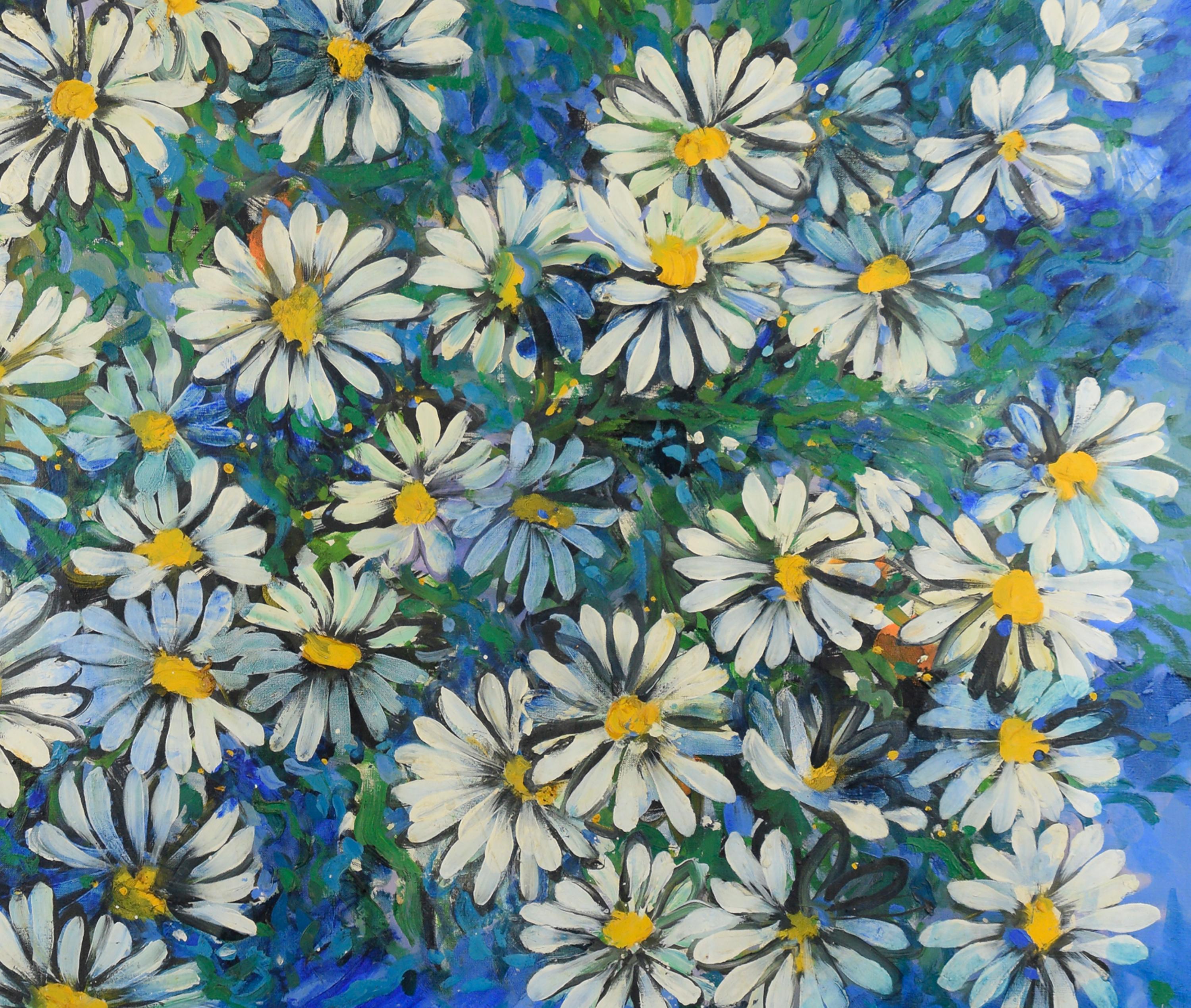 Großformatiges Mid-Century-Stillleben mit Gänseblümchenblumen von Marguerite  (Amerikanischer Impressionismus), Painting, von Marilyn Rabinovich