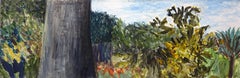 Retro Jungle Panorama, Contemporary Expressionist Horizontal Landscape with Trees