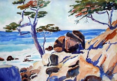 Vintage Carmel Cypress Trees Landscape