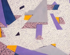 Large-Scale Contemporary Abstract Geometric with Purple, Yellow & Gray