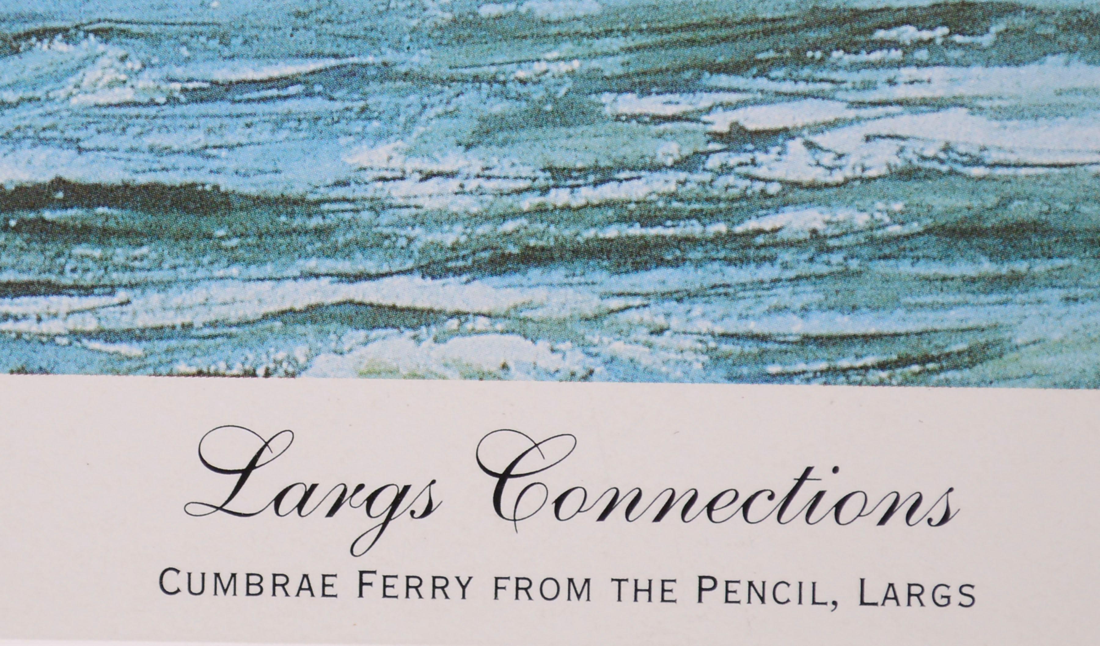 Impression maritime à tirage limité du ferry de Cumbrae depuis le Pencil Monument à Largs, en Écosse, par Robert Barbour (Écossais, 1937-2012). Signé à la main 