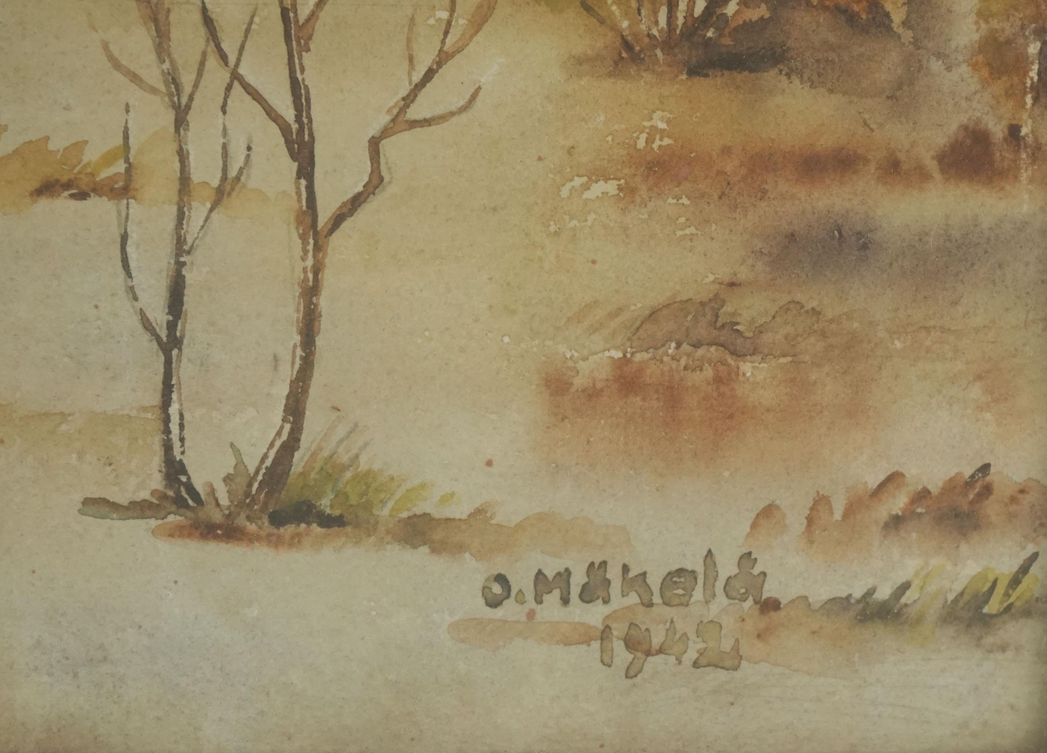 1942 Finnische Landschaft aus der Mitte des Jahrhunderts (Impressionismus), Art, von O. Makela
