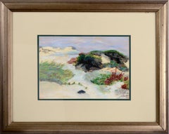 Vintage Early 20th Century Springtime Sand Dunes with Wildflowers Coastal Landscape