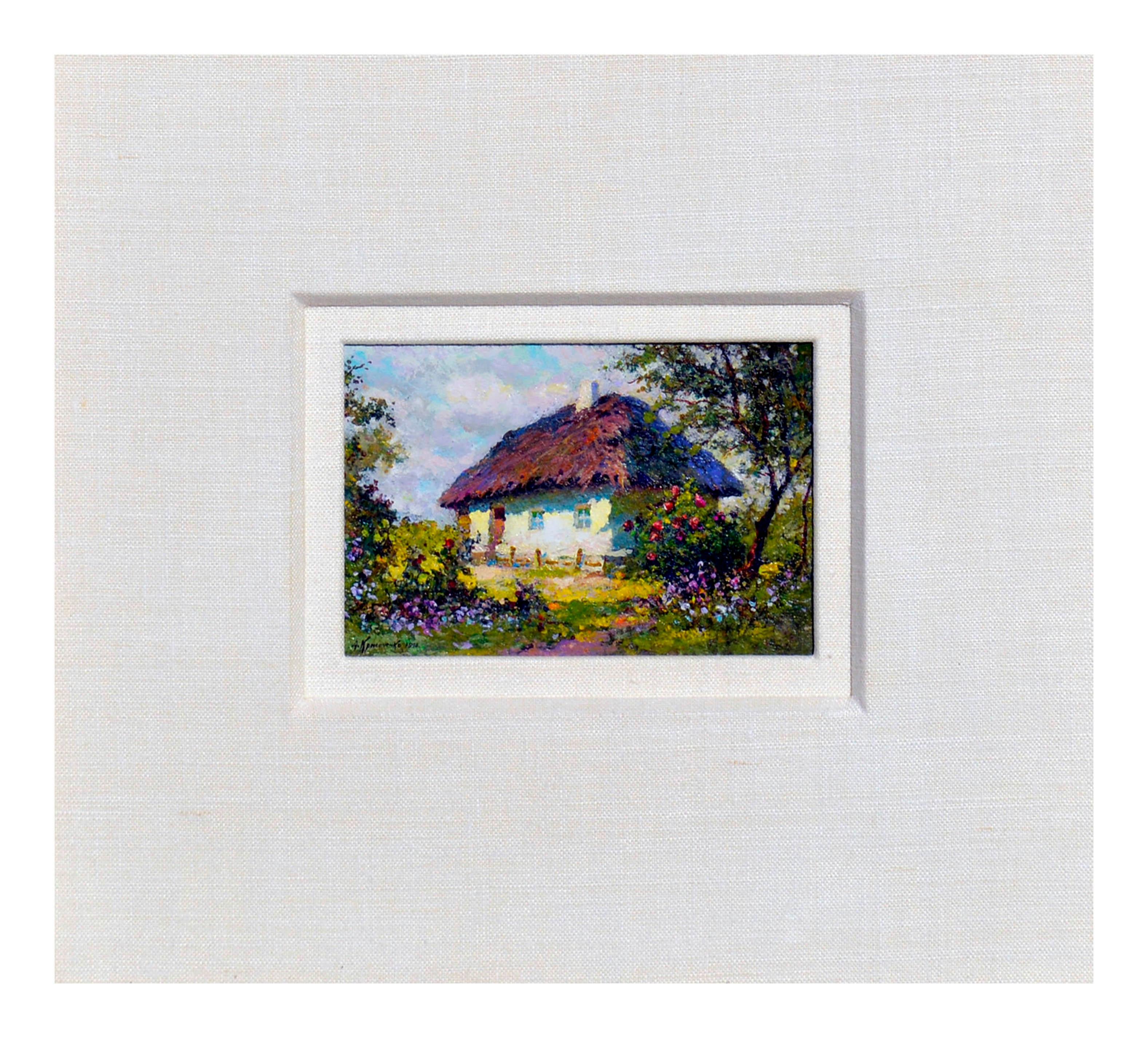 Paysage de cottage de printemps - Impressionnisme Painting par  Anatoly Petrovitch Krisochenko