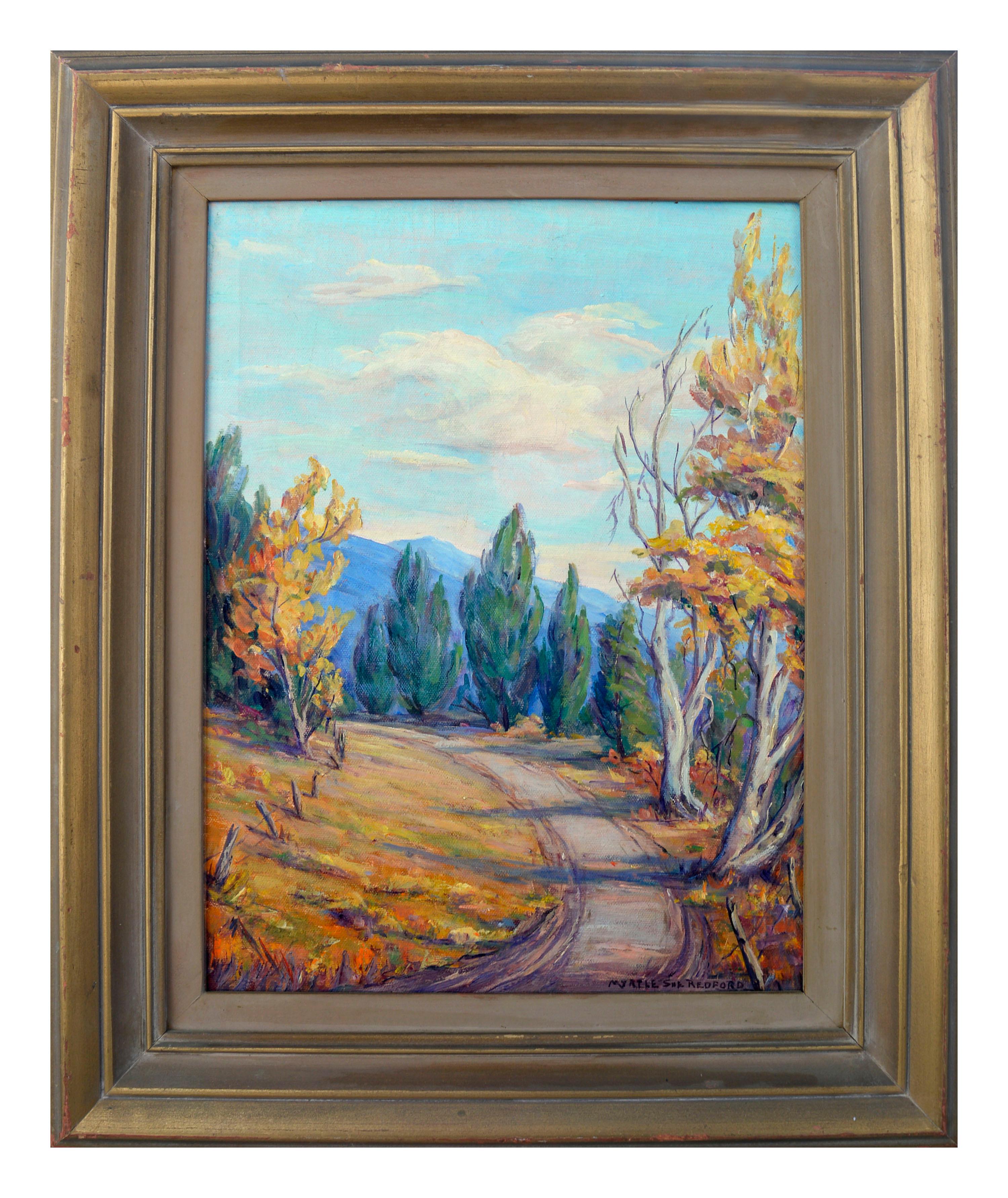 Myrtle Sue Redford Landscape Painting - Mid Century High Mountain Road Landscape