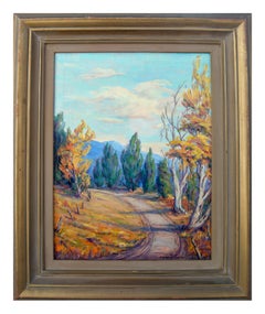 Retro Mid Century High Mountain Road Landscape