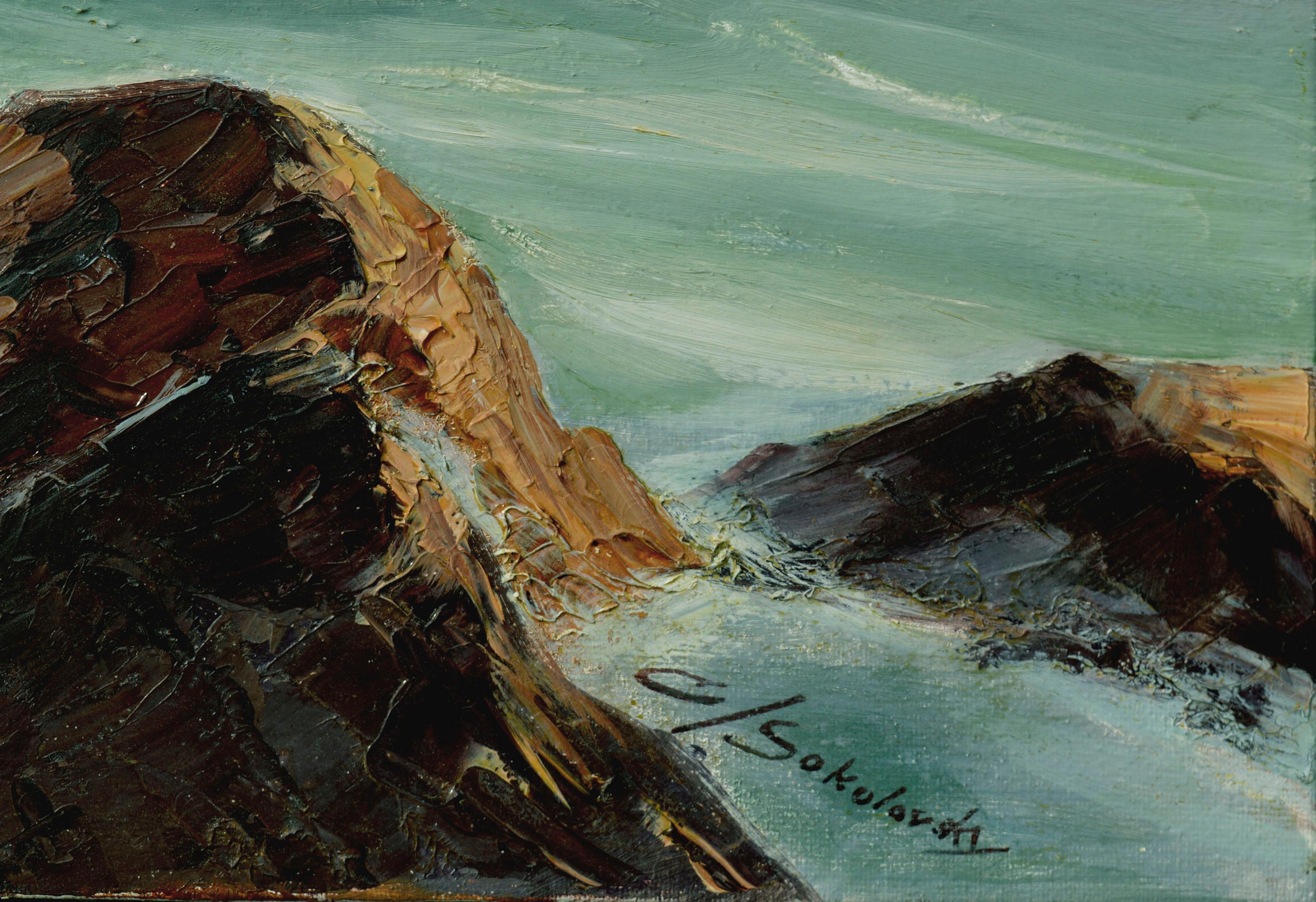 Davenport Seascape - Gray Landscape Painting by C. Sokolovosky