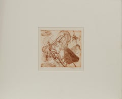 "Ofort / instantanément", gravure expressionniste russe abstraite miniature 