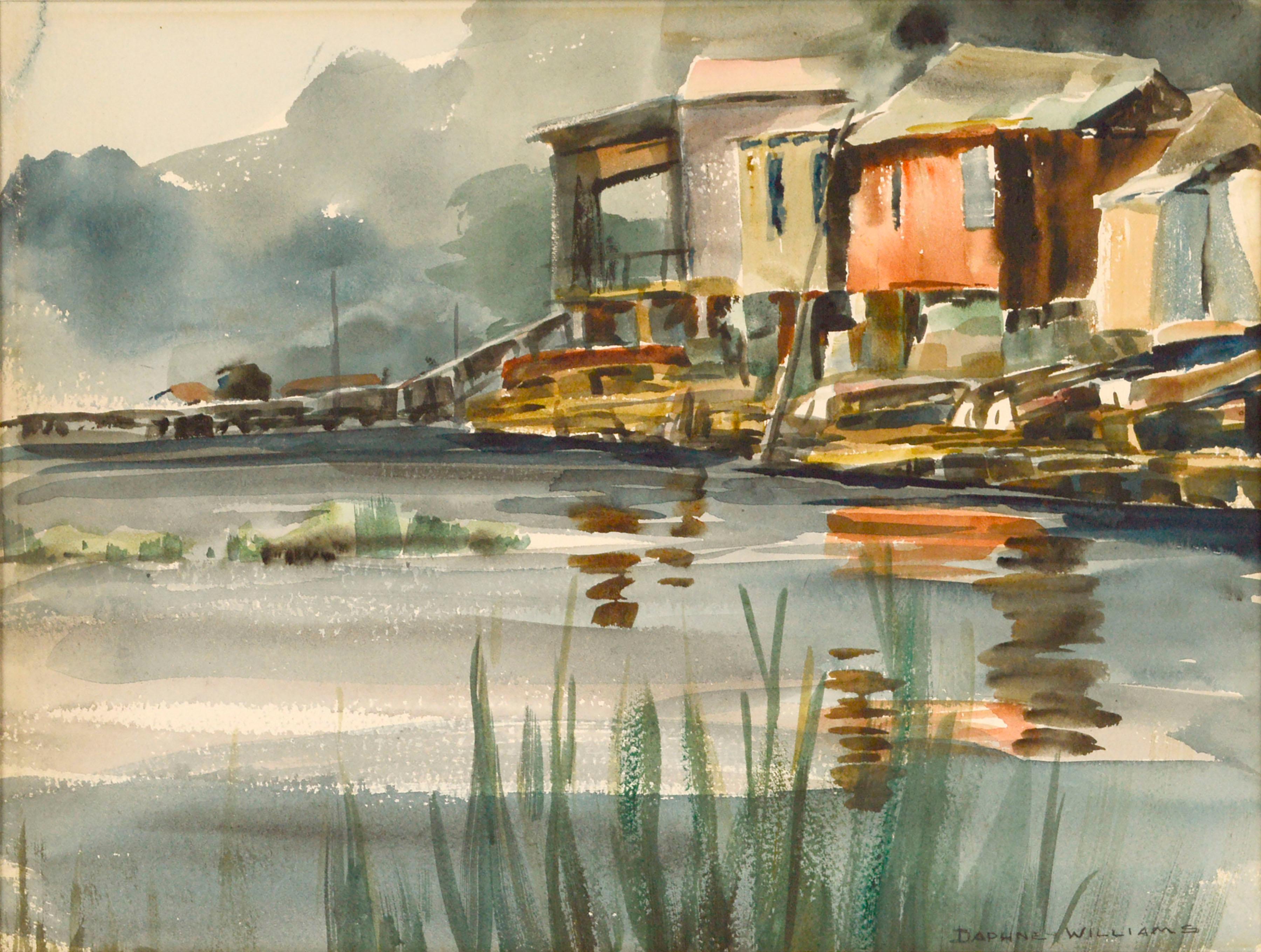 Dock over Water Landscape  - Art by Daphne Williams