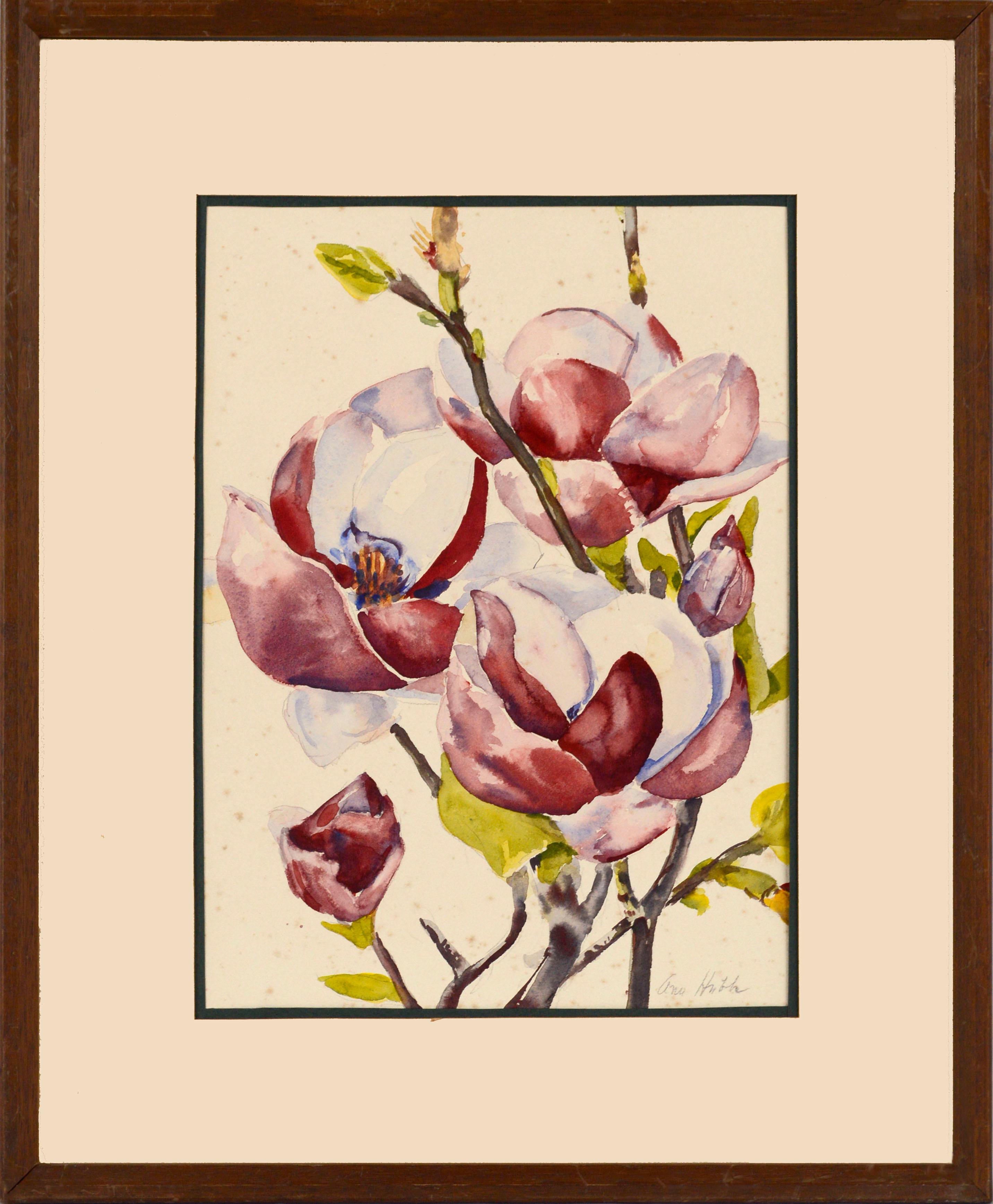 Ann Hobbs  Still-Life – Mid-Century Magnolie-Blumenblüten-Stillleben, Magnolie 