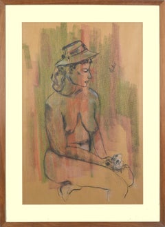 Mid Century Seated Nude Figure with Rose