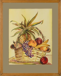 Vintage Mid Century Still-Life --Basket of Fruit