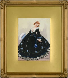Illustration de mode historique des années 1920 d'une dame en robe du 17e siècle 