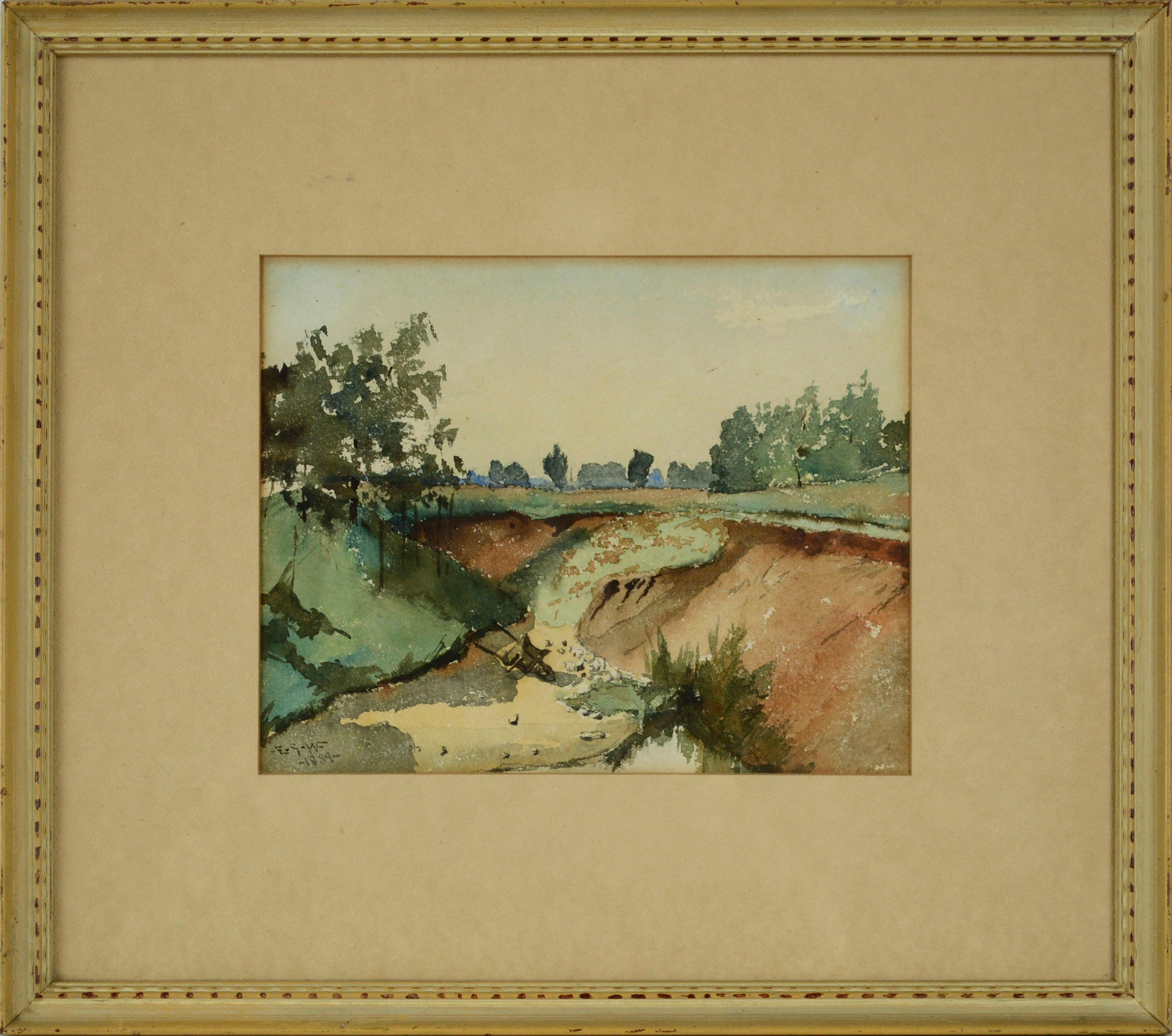 Late 19th Century California Landscape Watercolor 