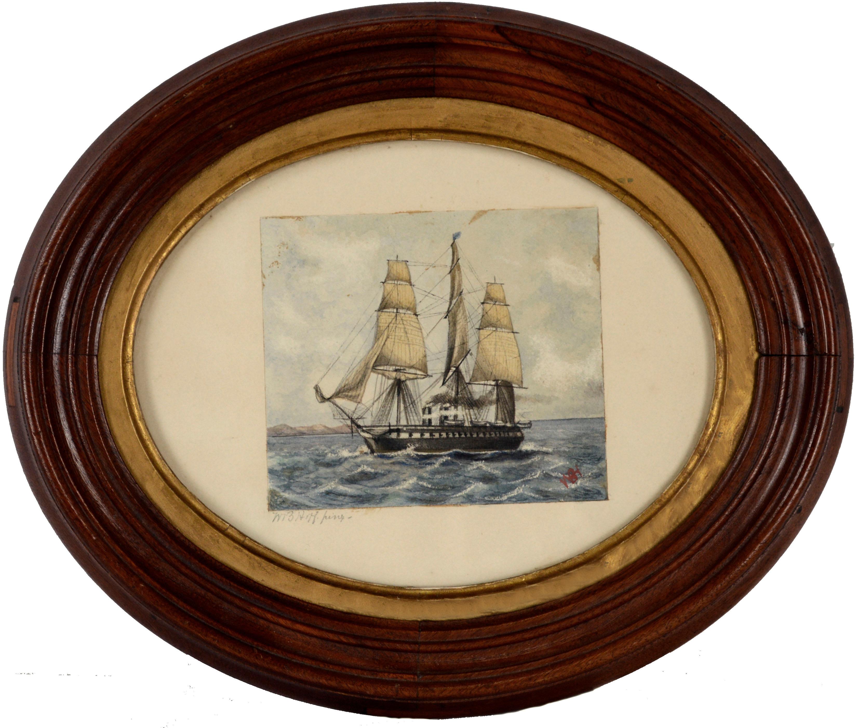 William B. Hoff Landscape Art - 19th Century Maritime Seascape, USS Steam Frigate Niagara