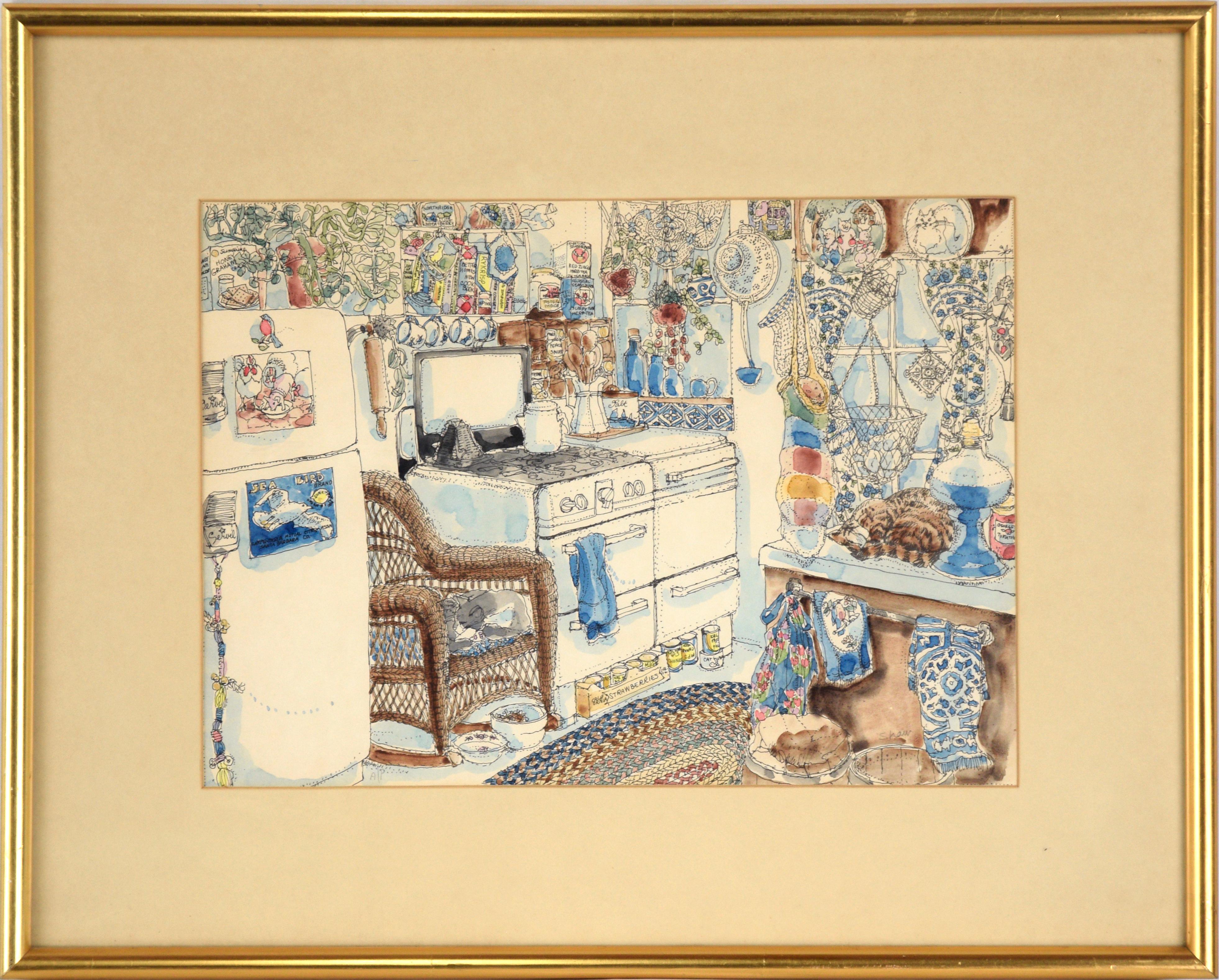 Alice Shaw Animal Art - Cozy Kitchen with Cats
