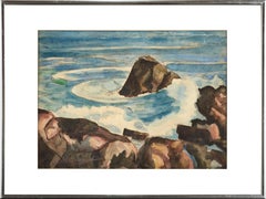 "Backwash", Vintage 1970s Monterey California Coast Seascape 