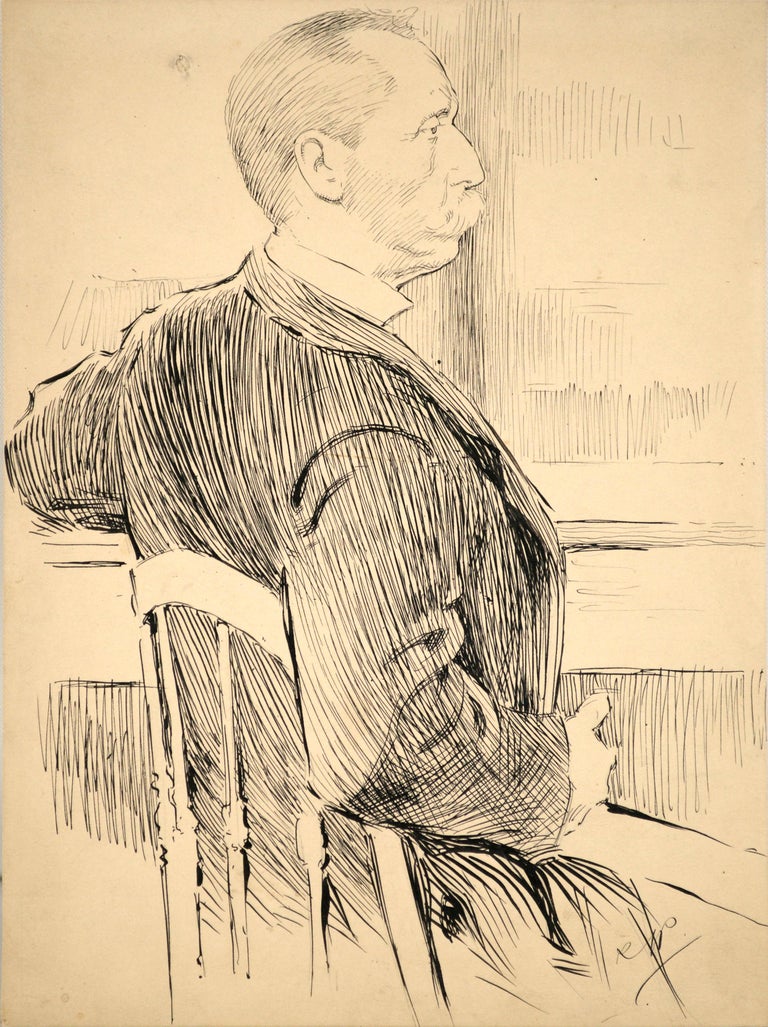 Richard Langtry Partington Figurative Art - 19th C. Newspaper Illustration of Hiram H. Hobbs, Foreman of the Grand Jury 1898