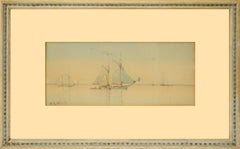 Schooners at Sail, Early 20thCentury Maritime Watercolor Seascape by W.K. Willis