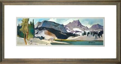 Sierra Mountain Peak Lake, Panoramic Landscape Watercolor by Dale Laitinen NWS