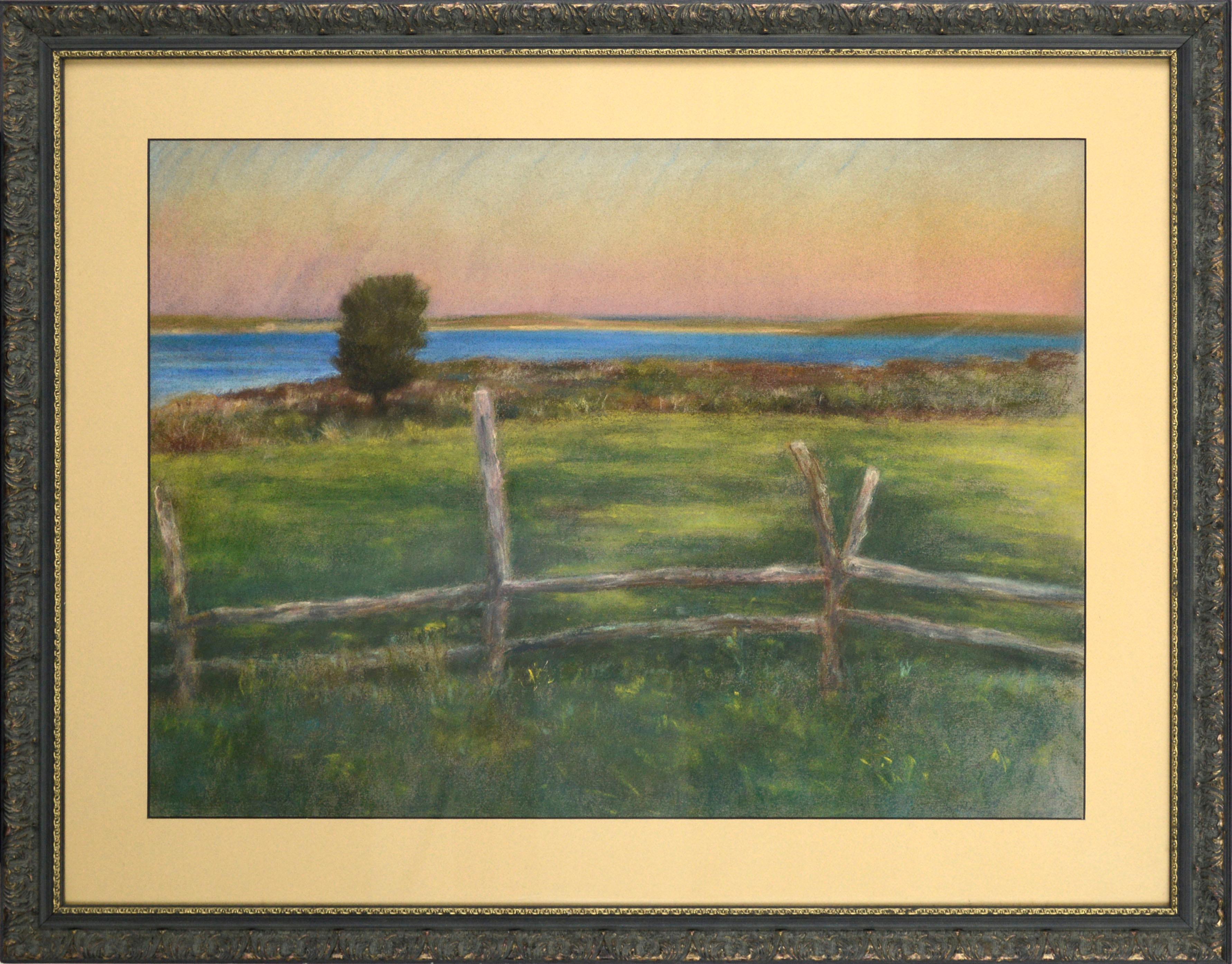 Anne F. Cook Landscape Art - "Chilmark Pond", Martha's Vineyard Plein Air Coastal Island Pastel Landscape