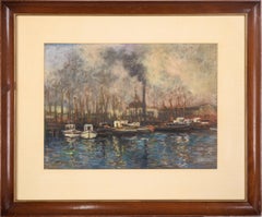 Smokestack and Boats at the Harbor - Seascape