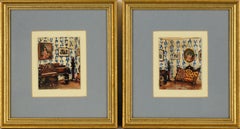 Pair of Interior Scenes of a Victorian Home - Watercolour on Heavy Paper