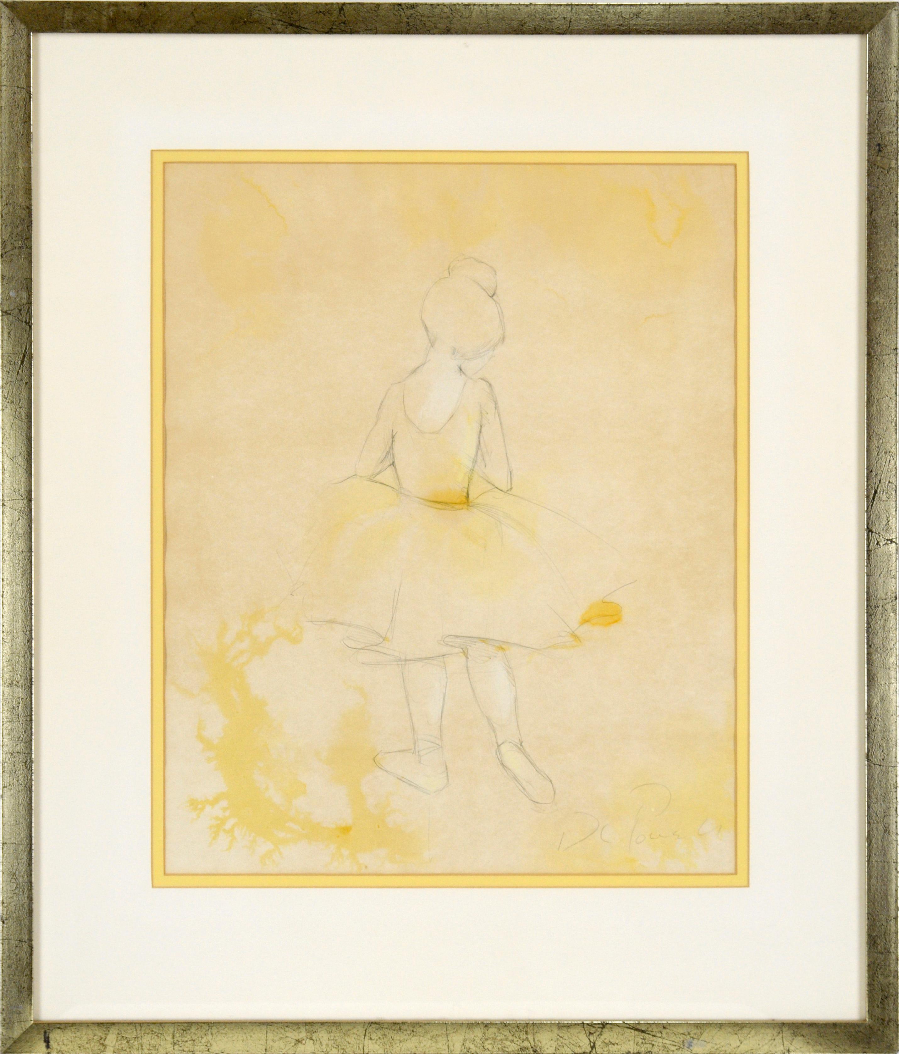 Unknown Figurative Art - The Little Ballerina - Figurative Drawing in Pencil on Paper