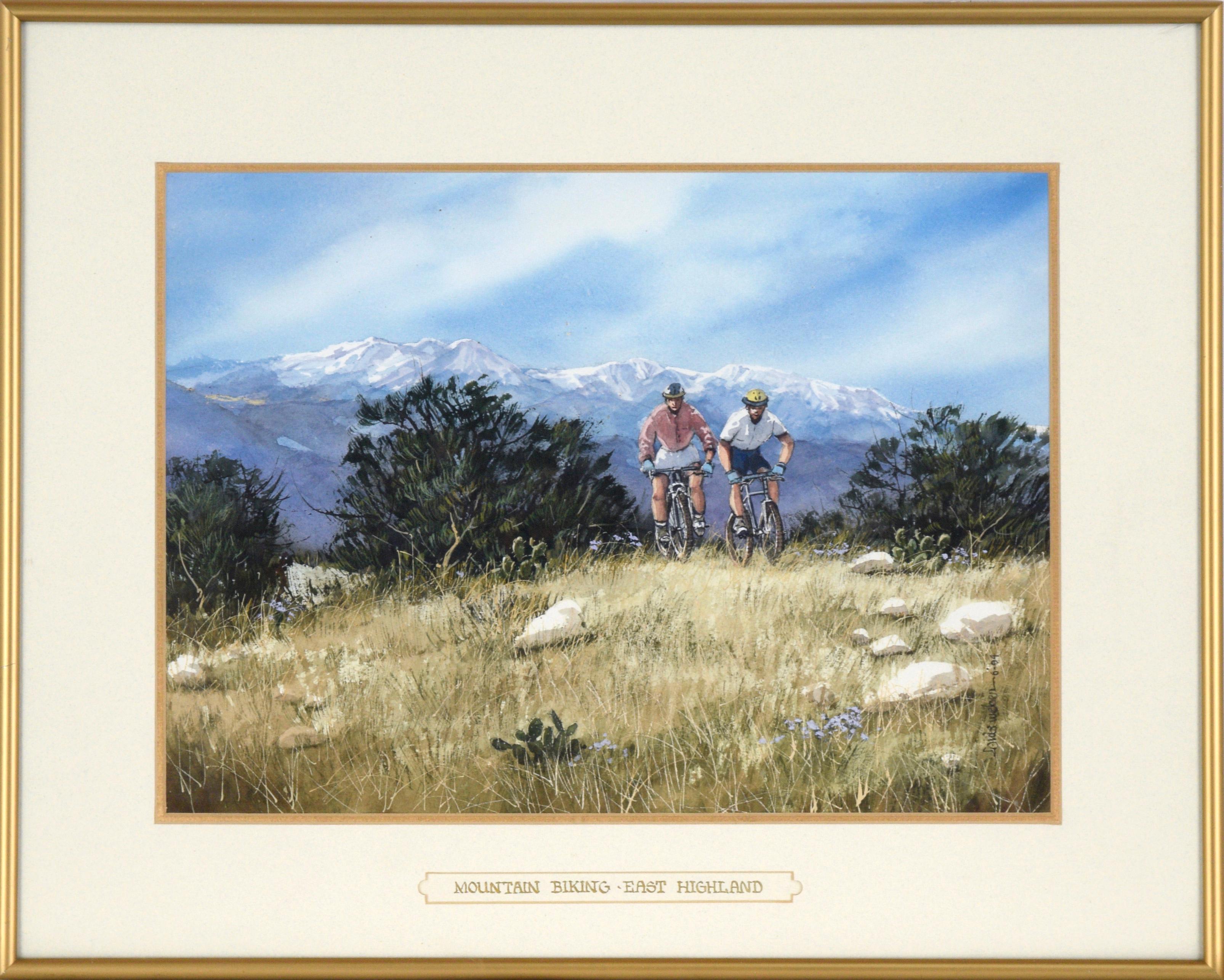 Louis Weber Landscape Art - "Mountain Biking - East Highland" - California Landscape with Mountain Bikers