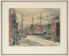 "Rue St. Marguerite" Montreal Street in Watercolor, Colored Pencil and India Ink