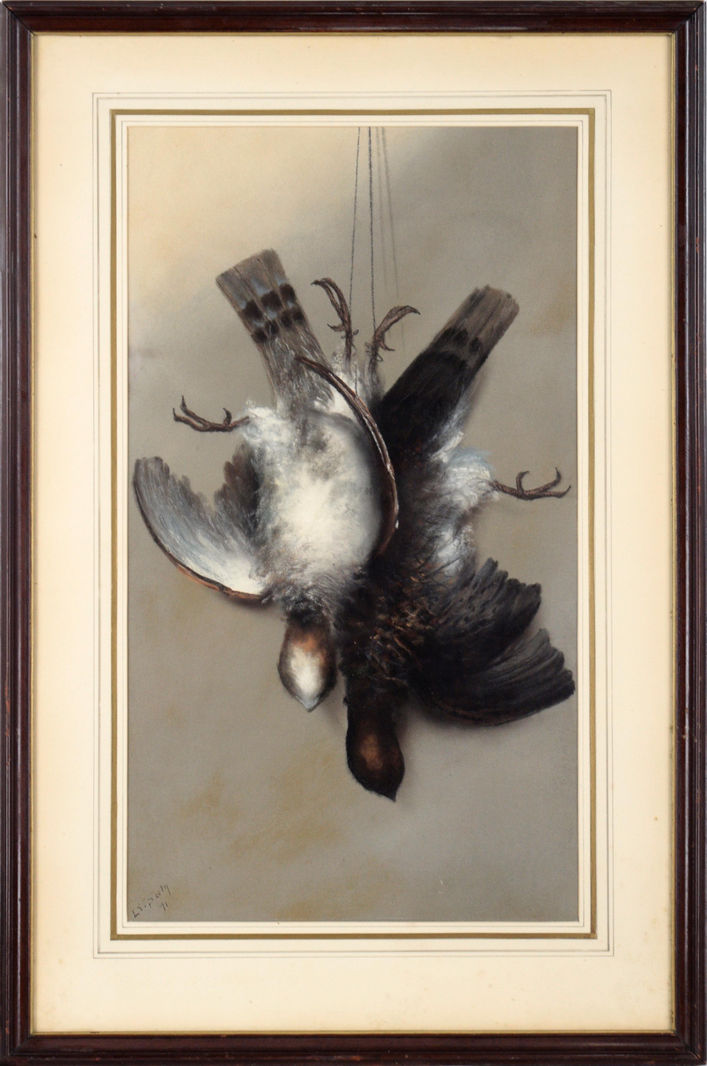 L V Seely Animal Art - Two Game Birds - Trompe l'Oeil Style in Pastel on Paper