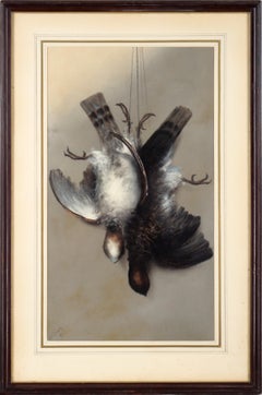 Two Game Birds - Trompe l'Oeil Style in Pastel on Paper