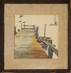 "No Fishing Off Dock" - Original Watercolor on Paper