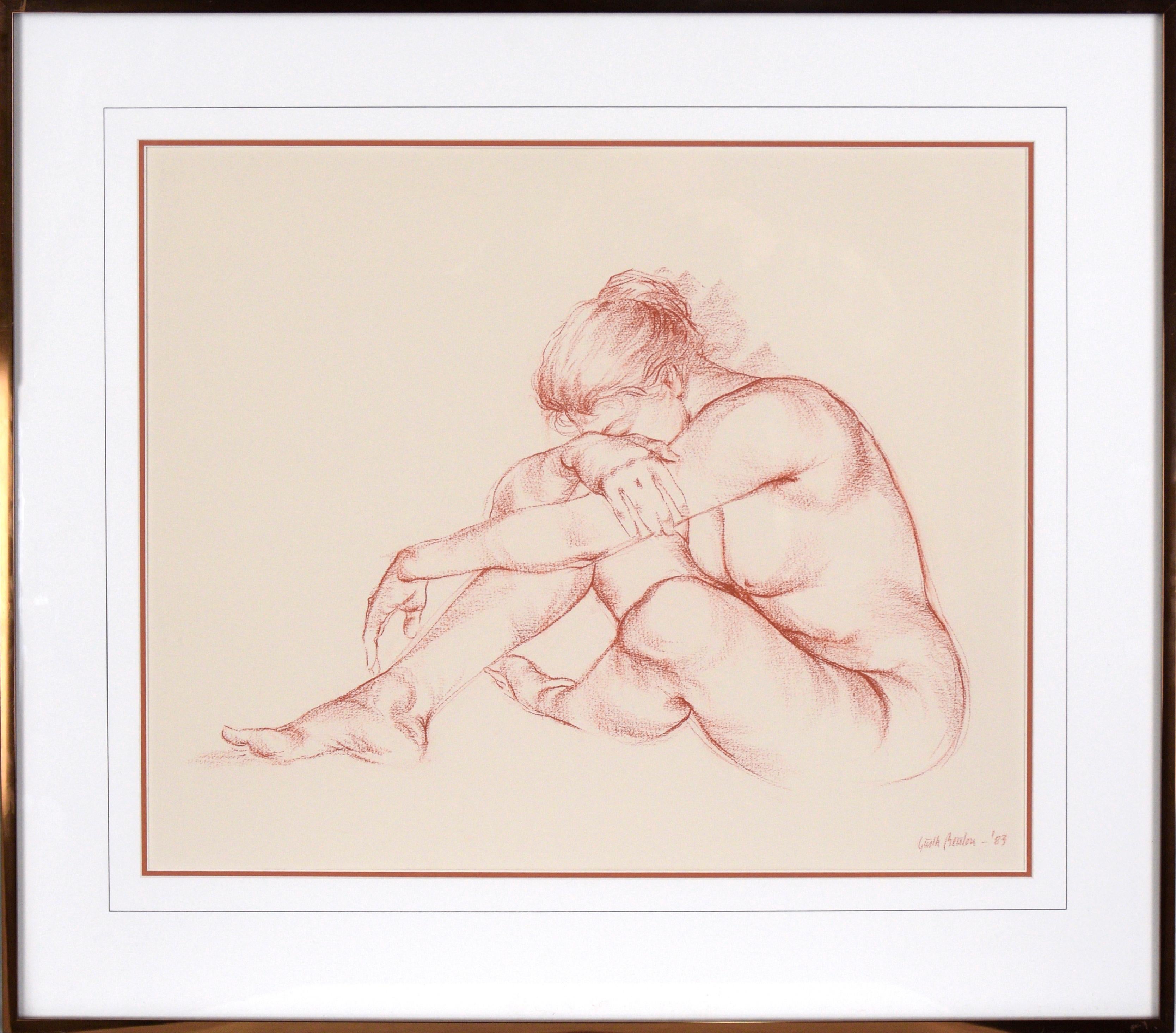 "The Artists Wife" Realistic Nude Woman in Conté on Paper by Garth Benton