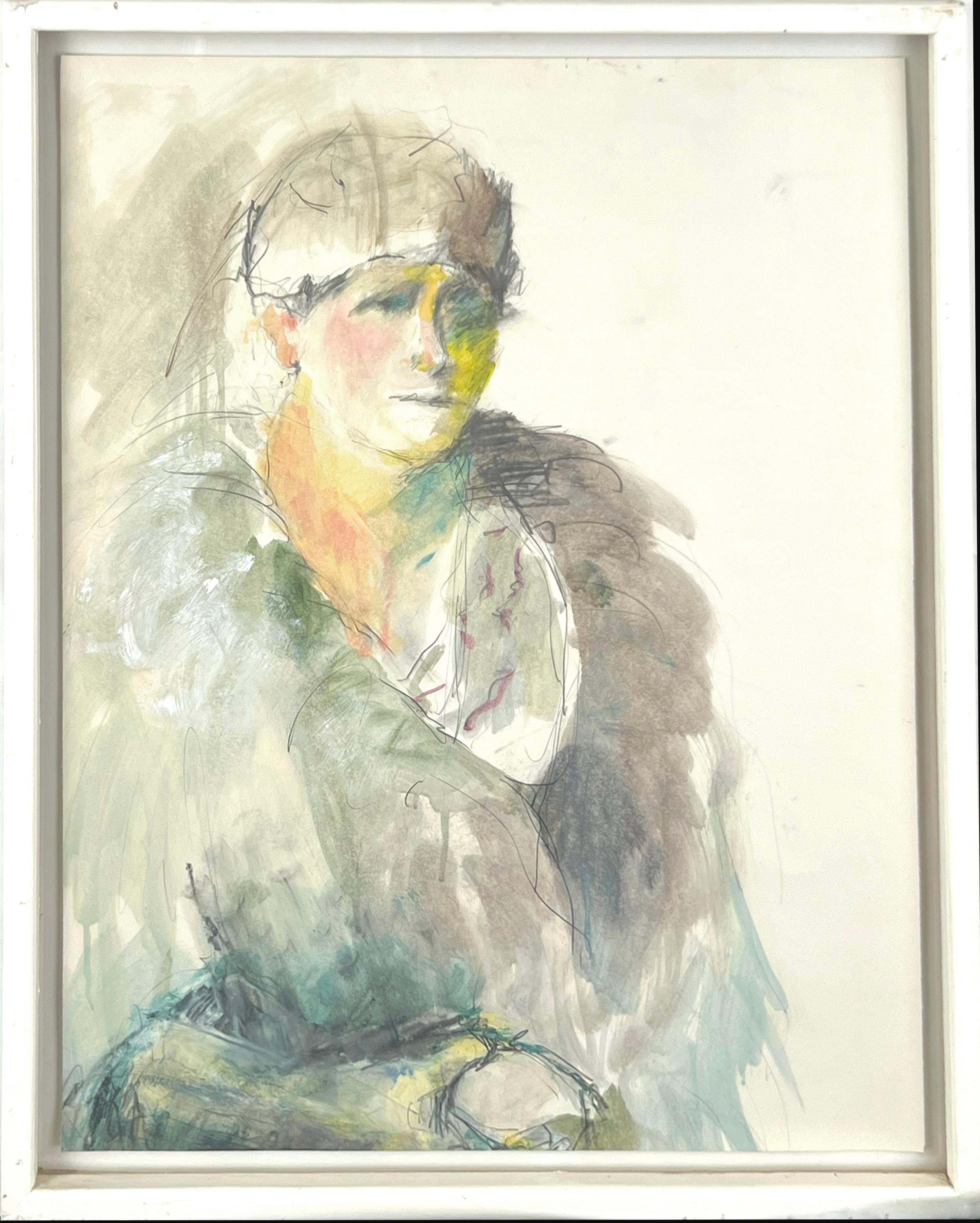 Impressionistisches Porträt einer Frau, Original Gouache-Aquarellstil von Picasso