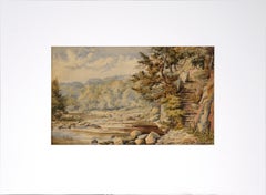 Stone Steps by the River - Late 1800s Watercolor on Paper