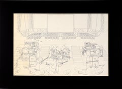 Ensemble de concert live de Paul Simon - dessin technique au stylo sur carton lourd
