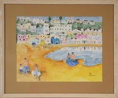 Capitola Beach, Kalifornien - Original Aquarell auf Papier